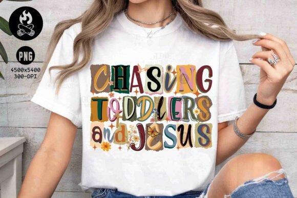 Chasing Toddlers and Jesus PNG: Retro-Inspired Graphics for Heartfelt Branding