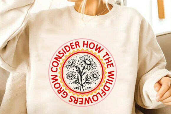 Christian Bible Consider the Wildflowers – Delicate Graphics for Faith-Based T-Shirt Designs