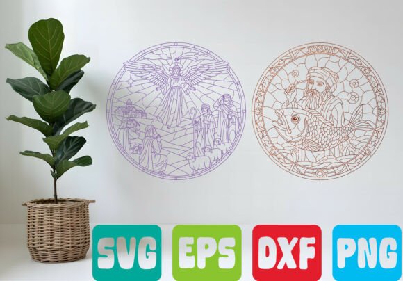 Christian Stained Glass SVG Bundle: T-Shirt Graphics for Content Publishers
