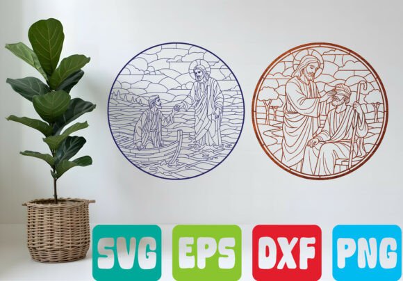 Christian Stained Glass SVG Design for Crafting and T-Shirt Graphics