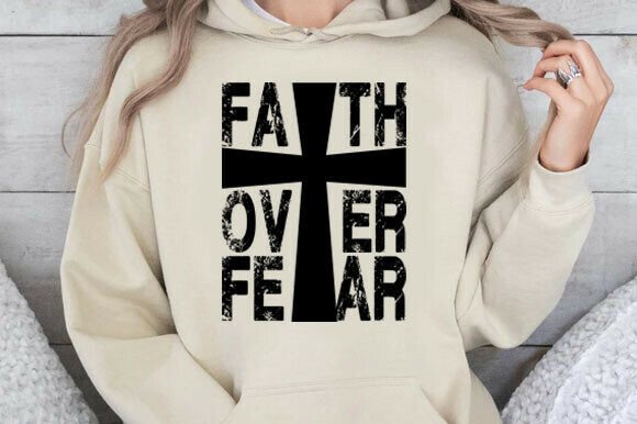 Faith Over Fear PNG Trendy Christian Graphics for T-Shirt Designs