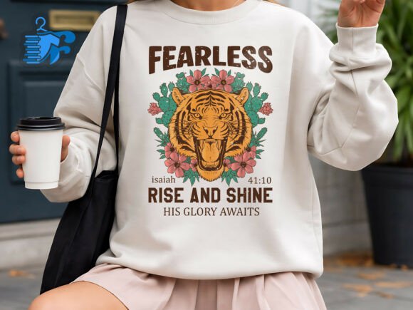 Fearless Tiger Christian Graphic for T-Shirt Designs & Crafting Projects