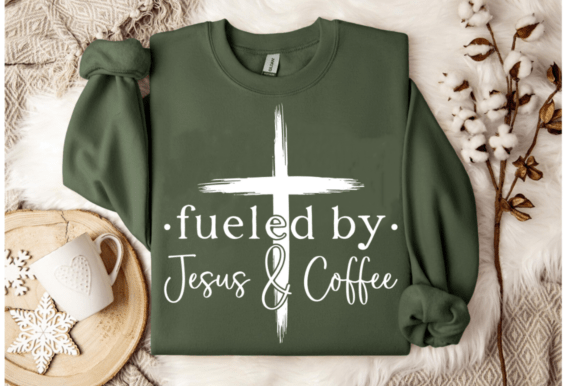 Fueled by Jesus and Coffee Svg,Coffee: A Versatile Graphic Design Asset for T-Shirt Designs