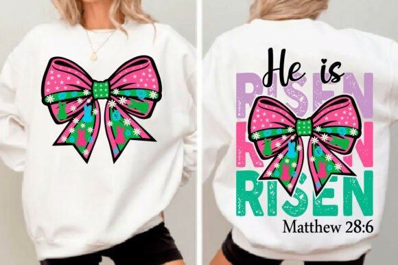 He is Risen Bow Png, Easter Christian: A Visual Design Asset for T-Shirt Graphics and Marketing Campaigns