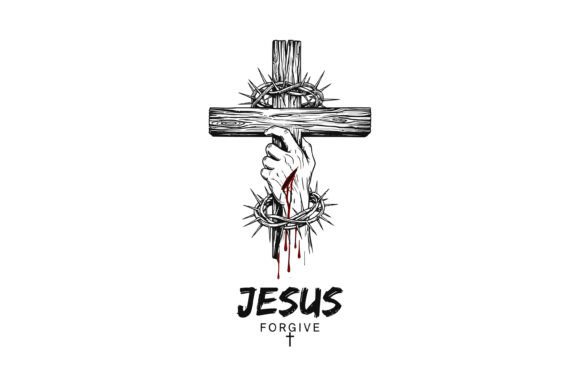 Jesus Forgives Cross Christian Design for T-Shirt & Crafting Projects