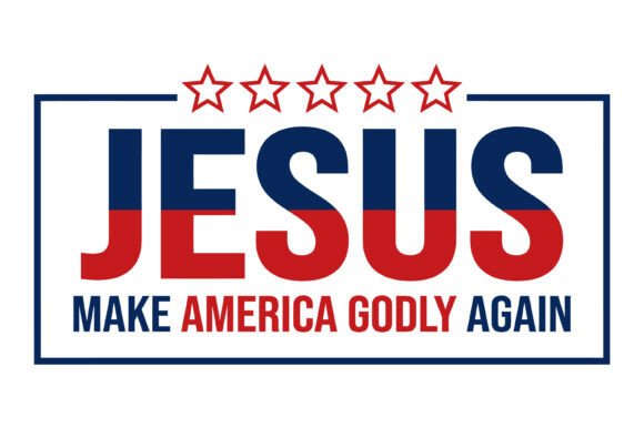 Jesus Godly America Design: A Patriotic Christian Graphic for Bloggers & Content Publishers