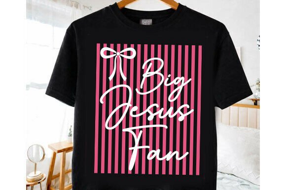 Striped Big Jesus Fan SVG PNG, Preppy Christian Graphics for T-Shirt Designs