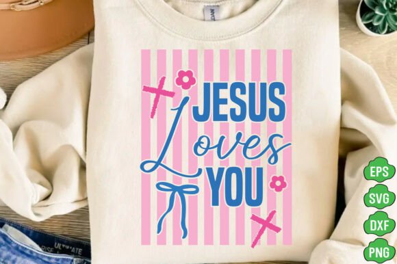 Striped Jesus Loves You PNG, Jesus SVG for T-Shirt Designs & Craft Graphics